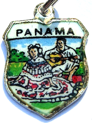 Panama - Vintage Enamel Map Charm - Click Image to Close