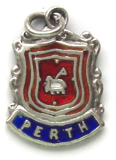 PERTH, Scotland - Crest Vintage Silver & Enamel Travel Shield Charm