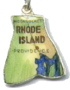 Rhode Island - Providence, Woonsocket Vintage Enamel Map Charm