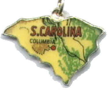 South Carolina - Columbia Vintage Enamel State Map Charm