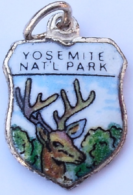 California - Yosemite National Park - Deer - Vintage Enamel Travel Shield Charm