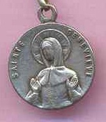 ANTIQUE SILVERED MEDAL OF HOLY GENEVIEVE