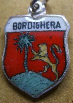 Bordighera, Italy - Vintage Enamel Travel Shield Charm COA