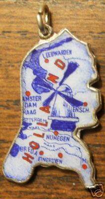 Holland: Enamel Map Charm - Click Image to Close