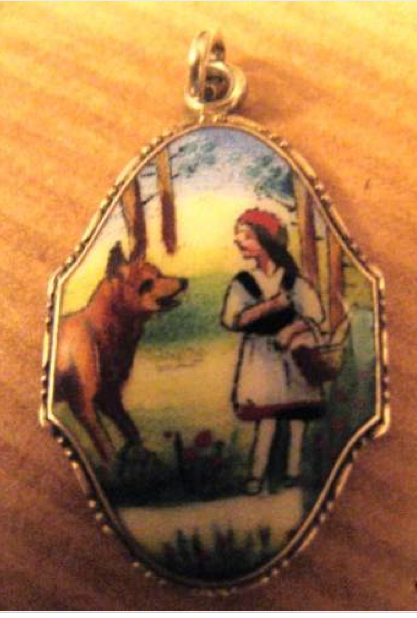 Red Riding Hood & Wolf - Enamel Fairy Tale charm - Click Image to Close