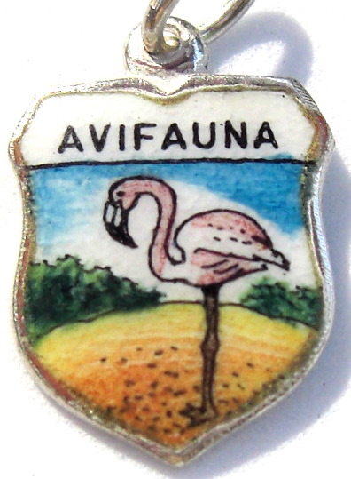 Animals - Avifauna Flamingo - Enamel Travel Shield Charm