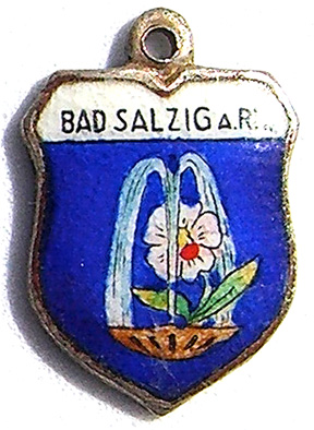 Bad Salzig, Germany - Vintage Enamel Travel Shield Charm - Click Image to Close