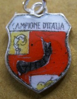 CAMPIONE D'ITALIA - Italy - Vintage Enamel Travel Shield Charm C - Click Image to Close