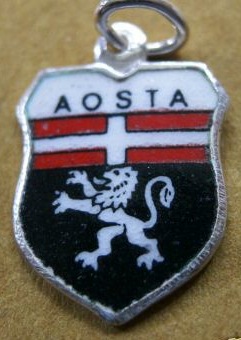 Aosta, Italy - Vintage Enamel Travel Shield Charm COA