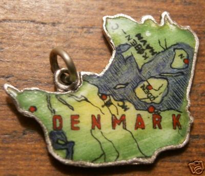 Denmark: Denmark Vintage Enamel Map Charm - Click Image to Close