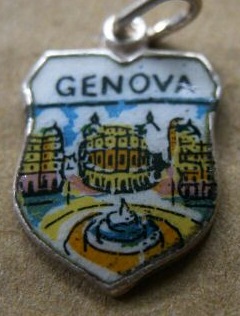 Genova, Italy - Piazzo di Ferrari Fountain Enamel Shield Charm
