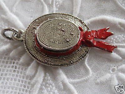 Venice, Italy - Silver Gondoliers Hat Charm with Red enamel