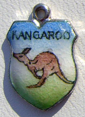 Animals - Kangaroo - Enamel Travel Shield Charm - Click Image to Close