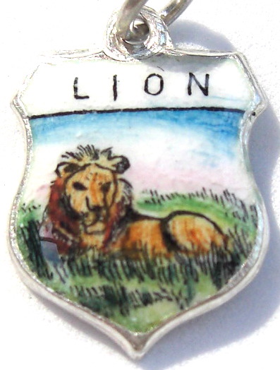 Lion - Africa Travel Shield Charm - Click Image to Close