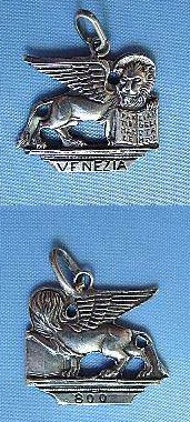 Venezia, Italy - Winged Lion Silver Charm