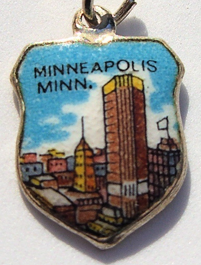 Minneapolis, Minnesota - Enamel Travel Shield Charm