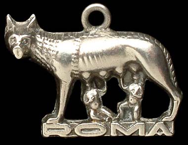 Roma, Italy - She-Wolf, Remus & Romulus Silver Charm