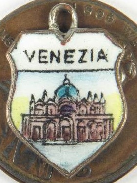 Venezia, Italy - St. Marks Square Enamel Travel Shield Charm